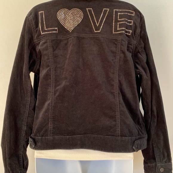 EV1 by Ellen DeGeneres Velvet Studded LOVE Jacket - Size Medium - Picture 2 of 8